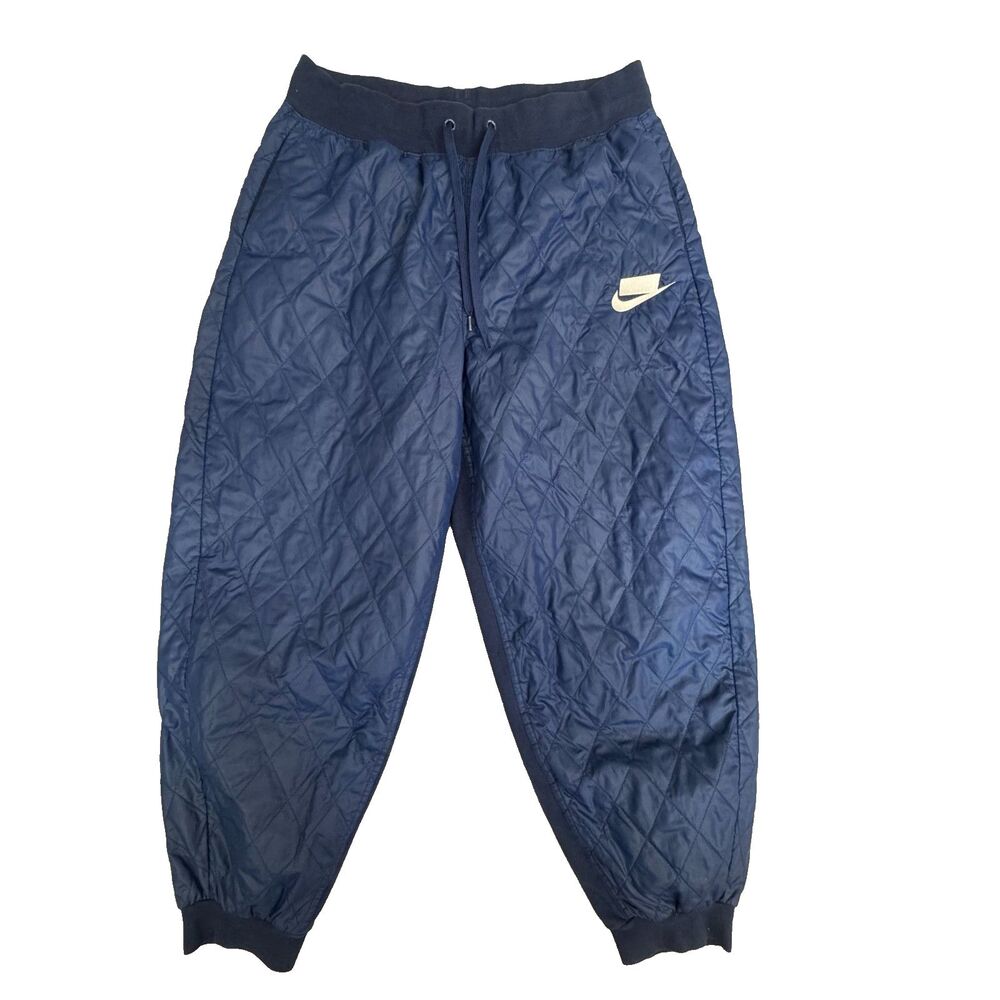 Nike Quilted Jogger Pants Womens M Blue Puffer Athleisure Streetwear